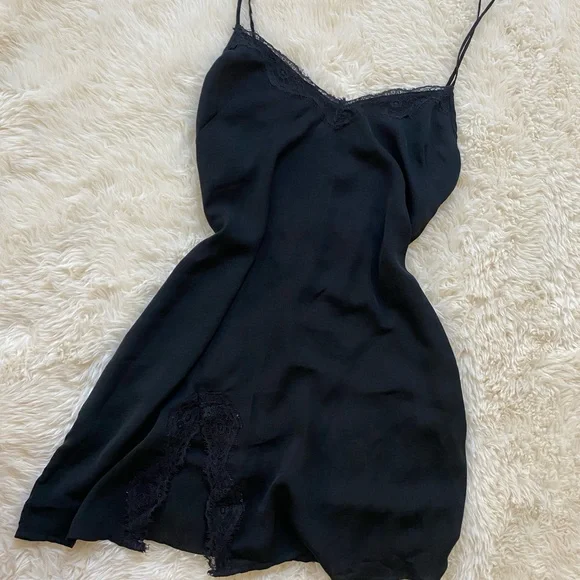 Urban Outfitters Dresses Black Lace Satin Slip Dress Poshmark